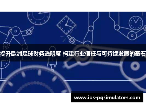 提升欧洲足球财务透明度 构建行业信任与可持续发展的基石