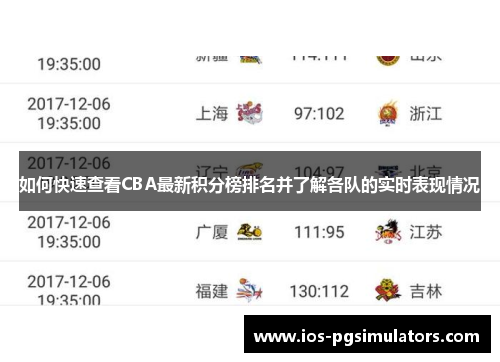 如何快速查看CBA最新积分榜排名并了解各队的实时表现情况